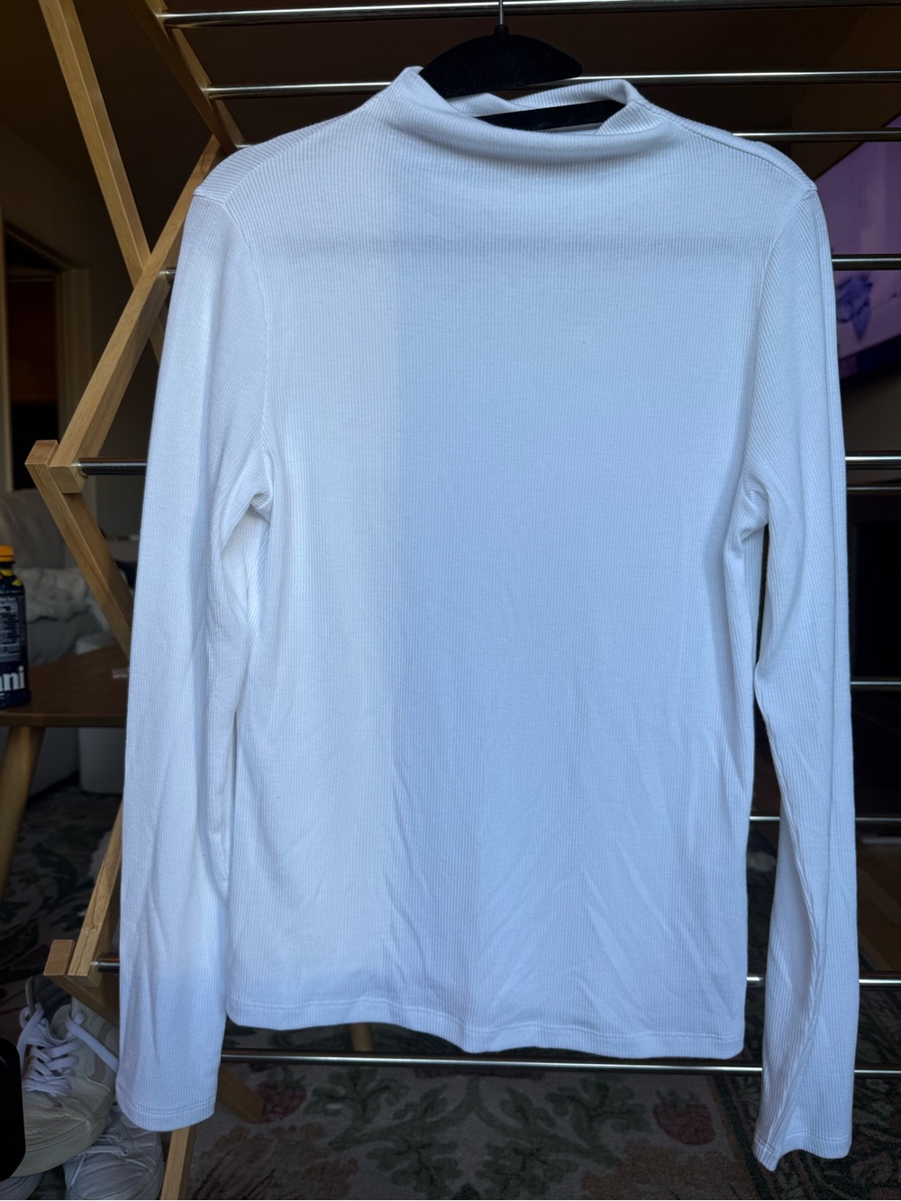 Abercrombie & Fitch White Ribbed Mock Neck Top
